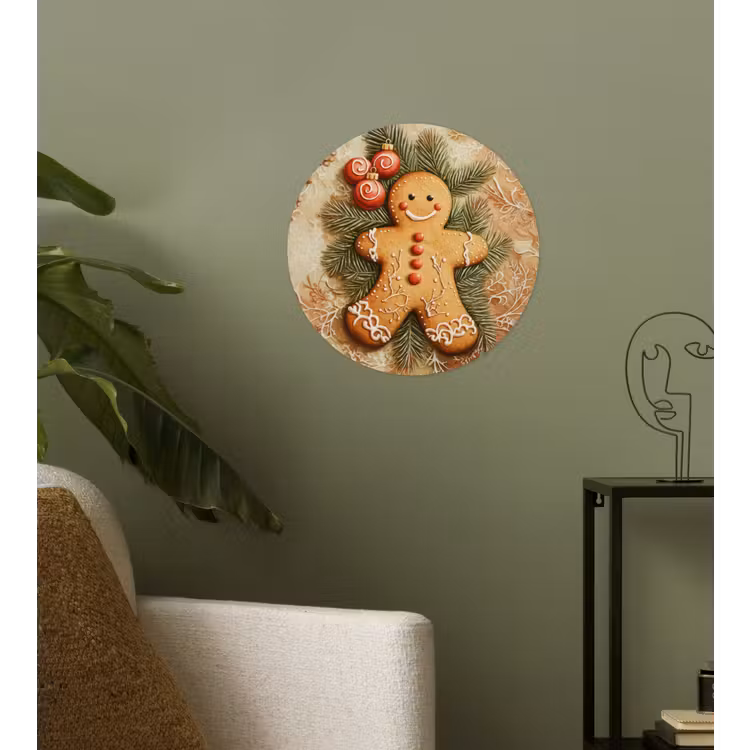 Kerstmis - Koekje - Poppetje - Speculaas Wandcirkel behangsticker klein -sfeer2