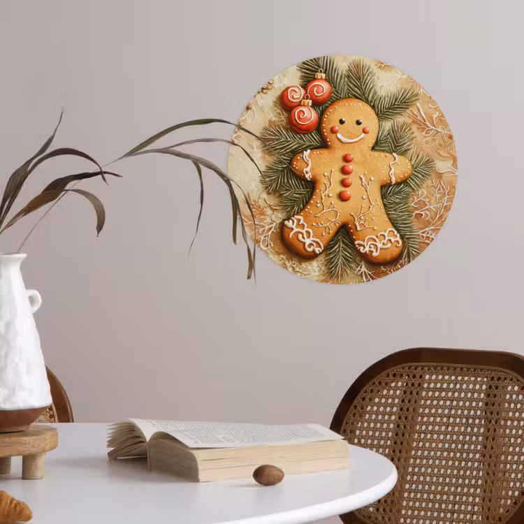 Kerstmis - Koekje - Poppetje - Speculaas Wandcirkel behangsticker klein -sfeer3