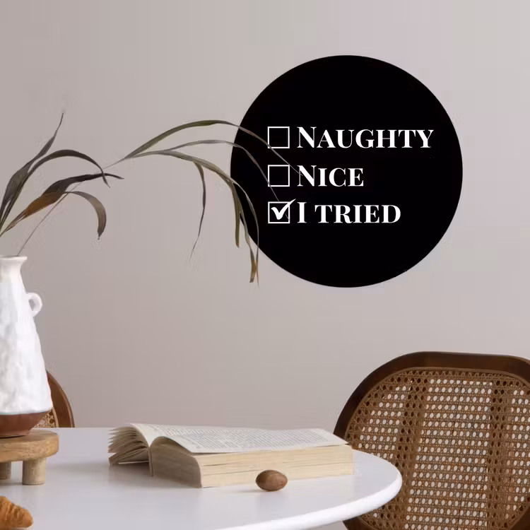 Kerst - Zwart - Wit - Quote - Grappig Wandcirkel behangsticker klein -sfeer3