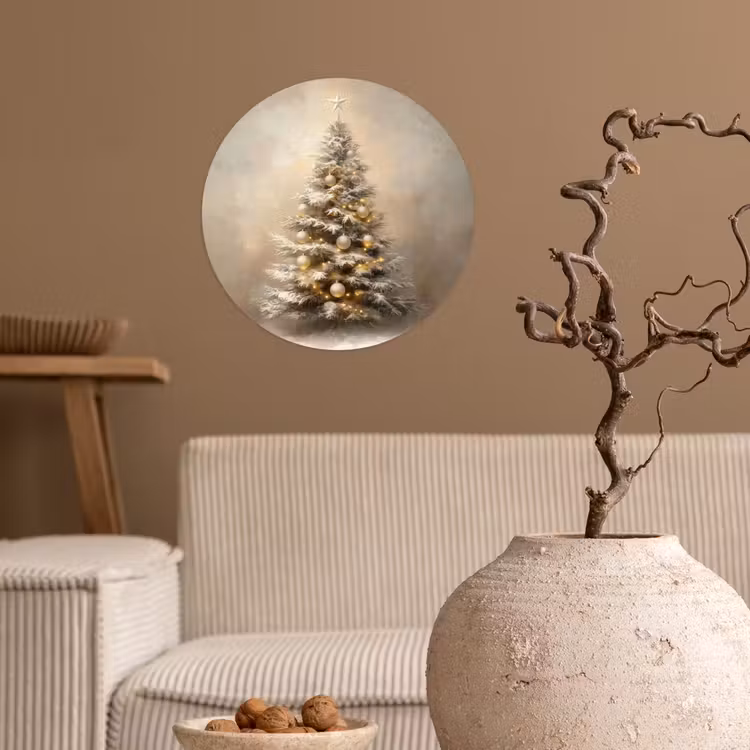 Kerst - kerstboom - Sneeuw - Art Wandcirkel behangsticker klein -sfeer1