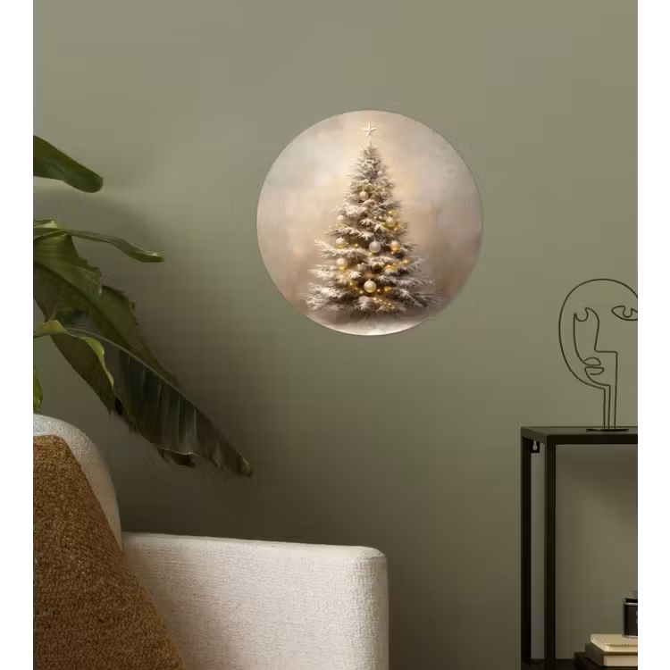 Kerst - kerstboom - Sneeuw - Art Wandcirkel behangsticker klein -sfeer2