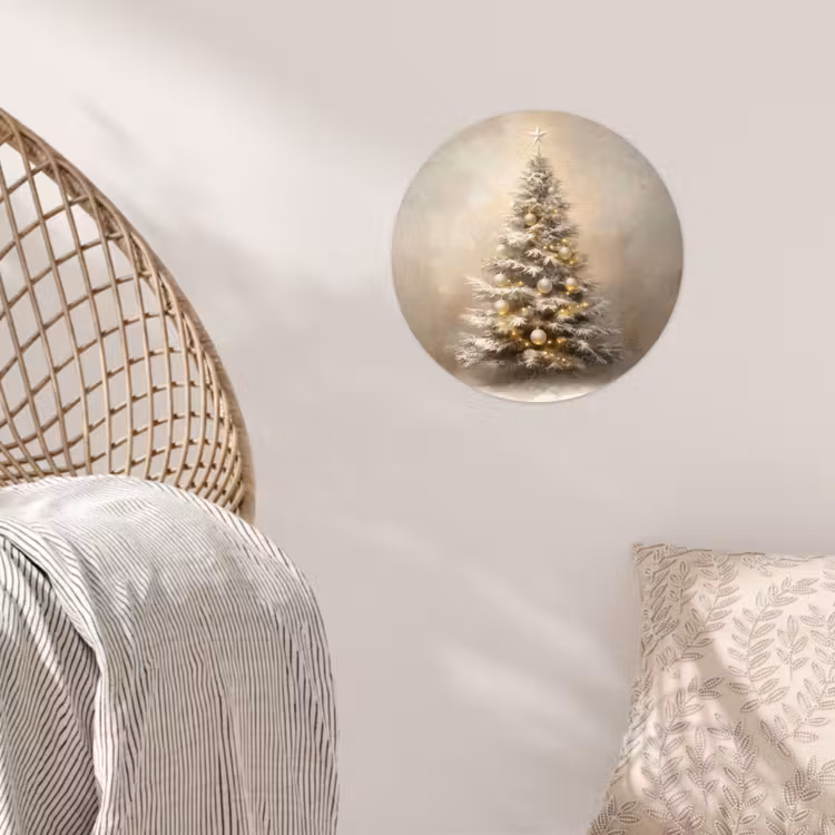Kerst - kerstboom - Sneeuw - Art Wandcirkel behangsticker klein -sfeer4