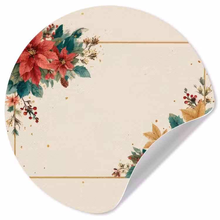 Kerst - Poinsettia - Omlijsting - Kleurrijk Wandcirkel behangsticker klein -3d