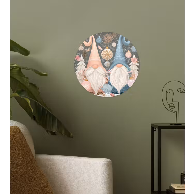 Kerst - Gnomen - Pastel Wandcirkel behangsticker klein -sfeer2