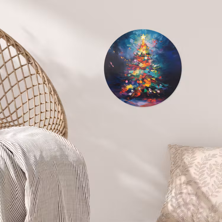 Kerstboom - Kerst - Abstract - Kleurrijk Wandcirkel behangsticker klein -sfeer4