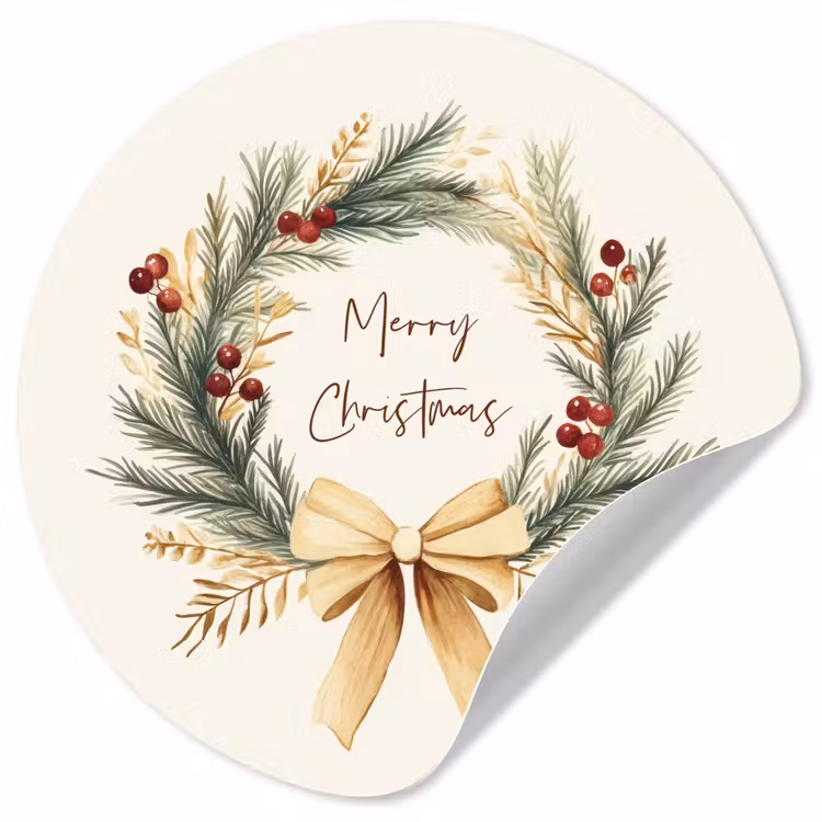 Kerstkrans - Kerst - Goud - Beige Wandcirkel behangsticker klein -3d
