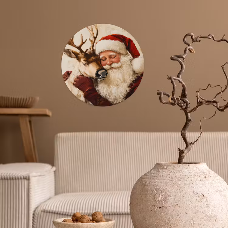 Kerstman - Rendier - Kerst - Christmas Wandcirkel behangsticker klein -sfeer1