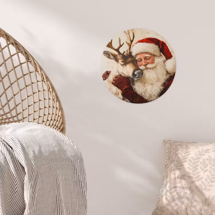 Kerstman - Rendier - Kerst - Christmas Wandcirkel behangsticker klein -sfeer4