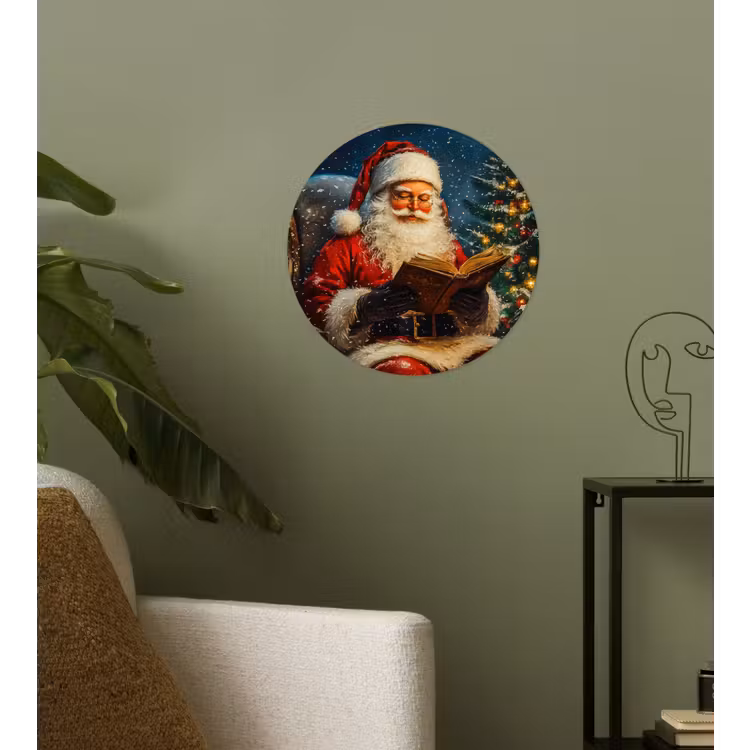 Kerstman - Kerst - Winter - Kerstboom Wandcirkel behangsticker klein -sfeer2