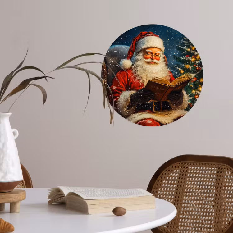 Kerstman - Kerst - Winter - Kerstboom Wandcirkel behangsticker klein -sfeer3