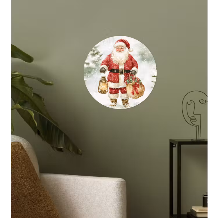 Kerstman- Winter - Sneeuw - Wit - Rood Wandcirkel behangsticker klein -sfeer2