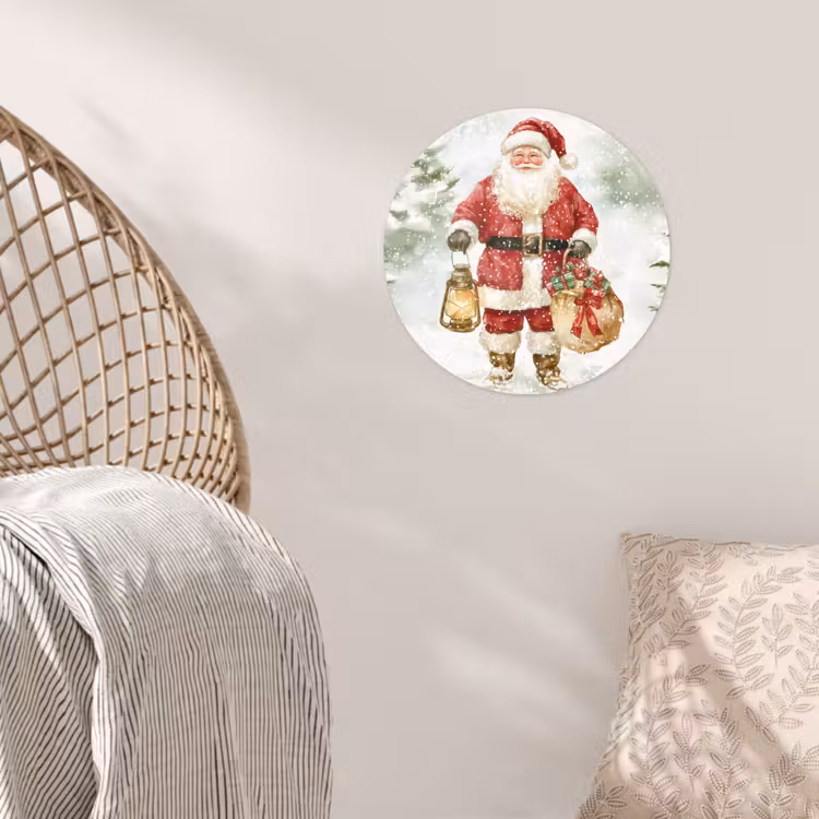 Kerstman- Winter - Sneeuw - Wit - Rood Wandcirkel behangsticker klein -sfeer4