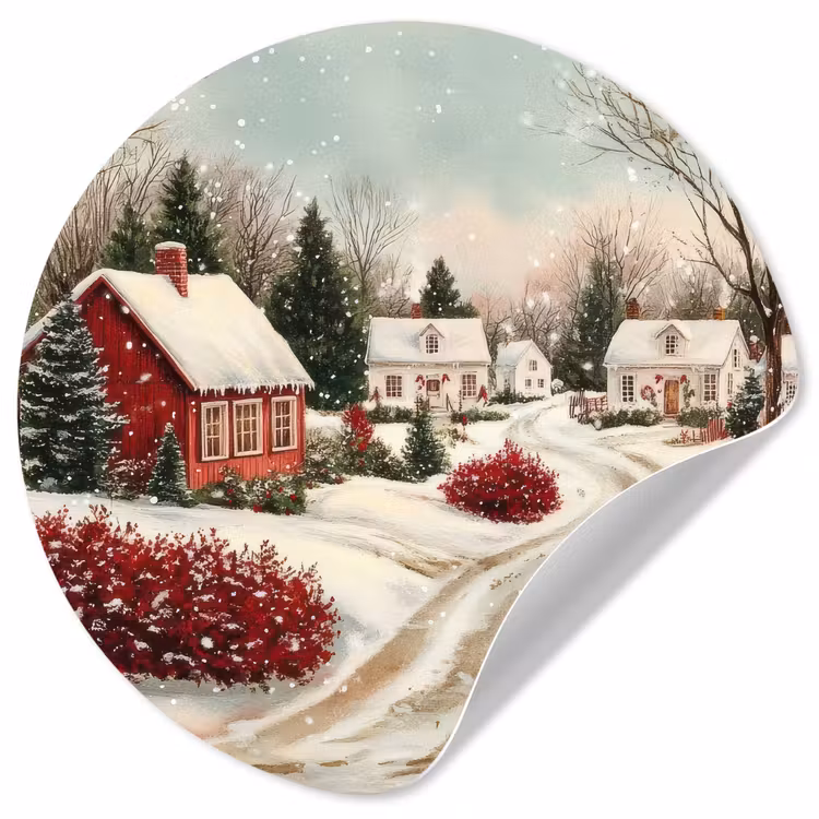 Kerstsfeer - Landelijk - Rood Wandcirkel behangsticker klein -3d