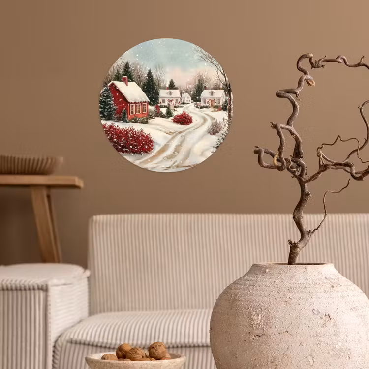 Kerstsfeer - Landelijk - Rood Wandcirkel behangsticker klein -sfeer1