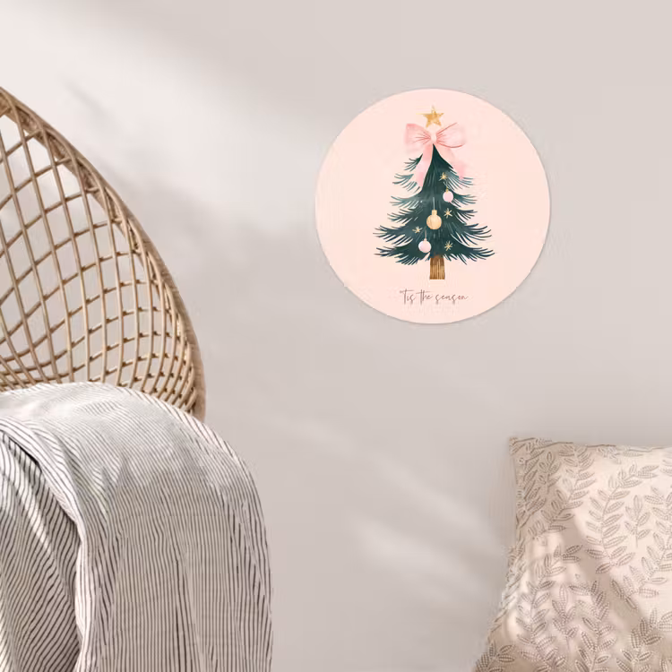 Christmas Season - Kerst - Kerstboom - Roze Wandcirkel behangsticker klein -sfeer4