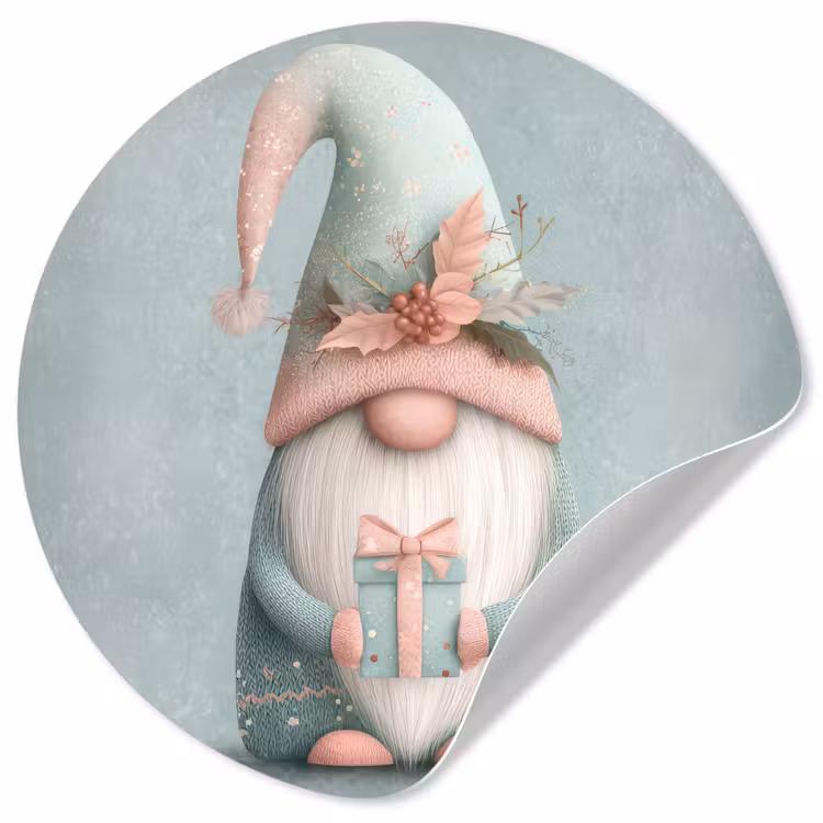 Kerstgnome - Cadeau - Groen Wandcirkel behangsticker klein -3d