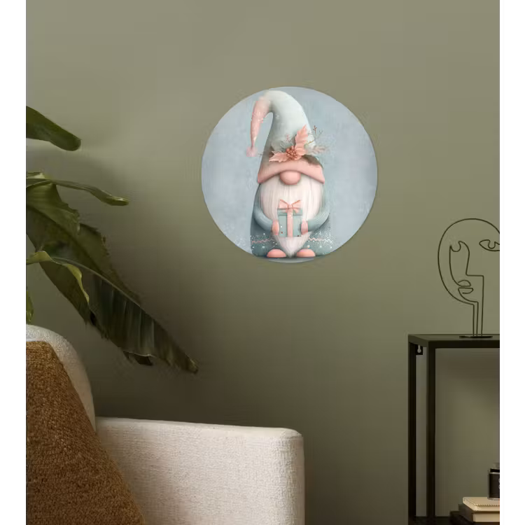 Kerstgnome - Cadeau - Groen Wandcirkel behangsticker klein -sfeer2