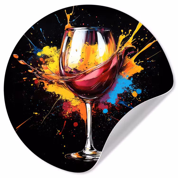 Wijn - Glas - Graffiti - Borrel - Rood - Verf Wandcirkel behangsticker klein -3d