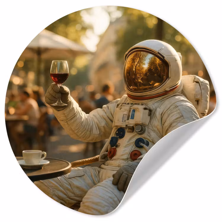 Wijn - Rood - Terras - Koffie Wandcirkel behangsticker klein -3d