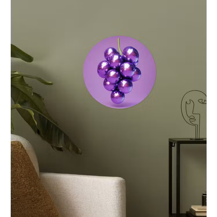 Druif - Disco - Glitter - Paars Wandcirkel behangsticker klein -sfeer2