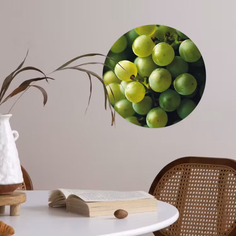 Druiven - Tros - Groen Wandcirkel behangsticker klein -sfeer3