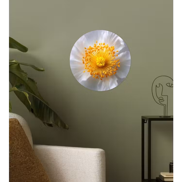 Wit - Bloem - Elegant Wandcirkel behangsticker klein -sfeer2