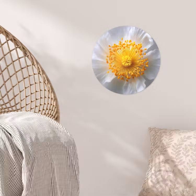 Wit - Bloem - Elegant Wandcirkel behangsticker klein -sfeer4