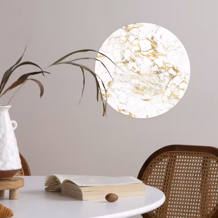 Wit - Marmer - Luxe - Goud Wandcirkel behangsticker klein 186 -sfeer3
