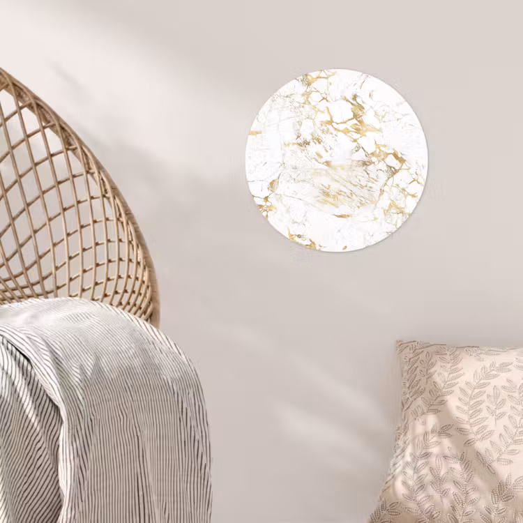 Wit - Marmer - Luxe - Goud Wandcirkel behangsticker klein 186 -sfeer4