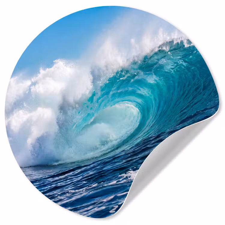 Golf - Oceaan - Water - Dynamisch - Blauw Wandcirkel behangsticker klein -3d