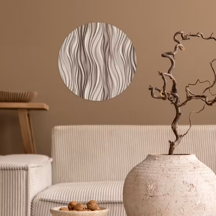 Golven - 3D - Crème Wandcirkel behangsticker klein 186 -sfeer1