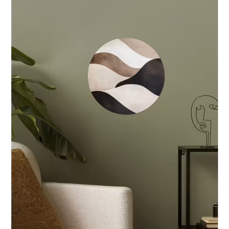 Golven - Abstract - Beige Wandcirkel behangsticker klein -sfeer2