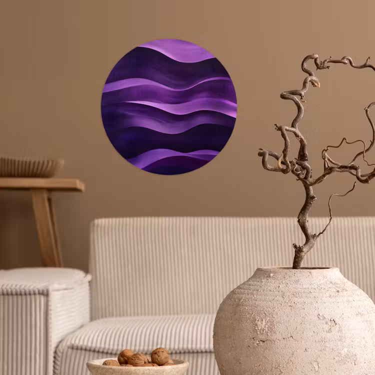 Golven - Abstract - Paars Wandcirkel behangsticker klein -sfeer1