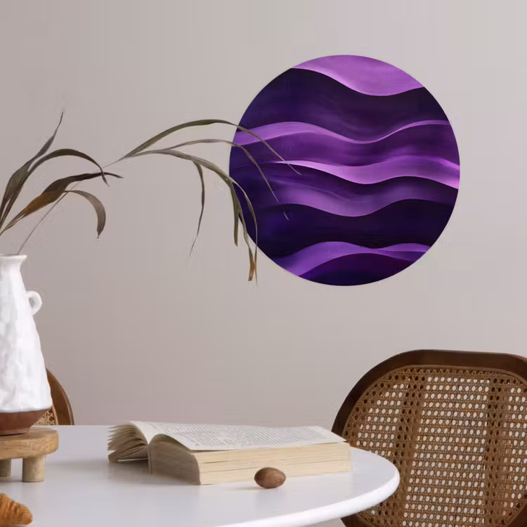 Golven - Abstract - Paars Wandcirkel behangsticker klein -sfeer3