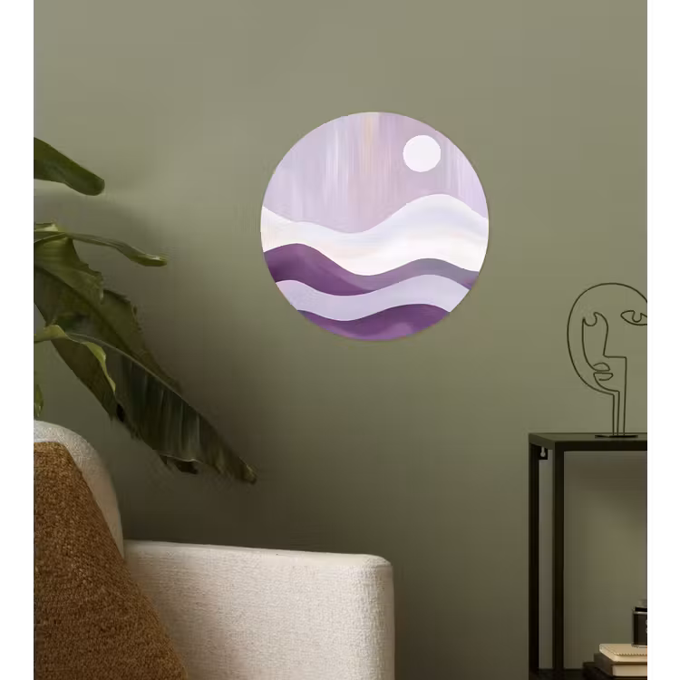 Golven - Heuvels - Abstract - Paars Wandcirkel behangsticker klein -sfeer2