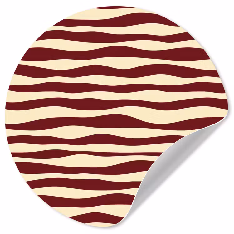 Golven - Rood - Patroon - Crème Wandcirkel behangsticker klein 186 -3d