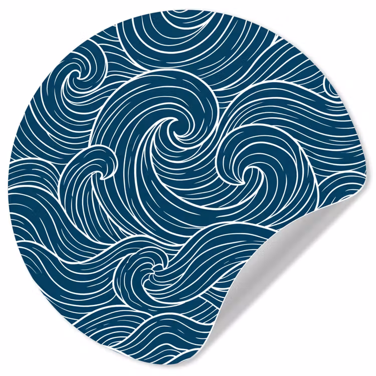 Golven - Spiraal - Water - Abstract - Blauw Wandcirkel behangsticker klein -3d