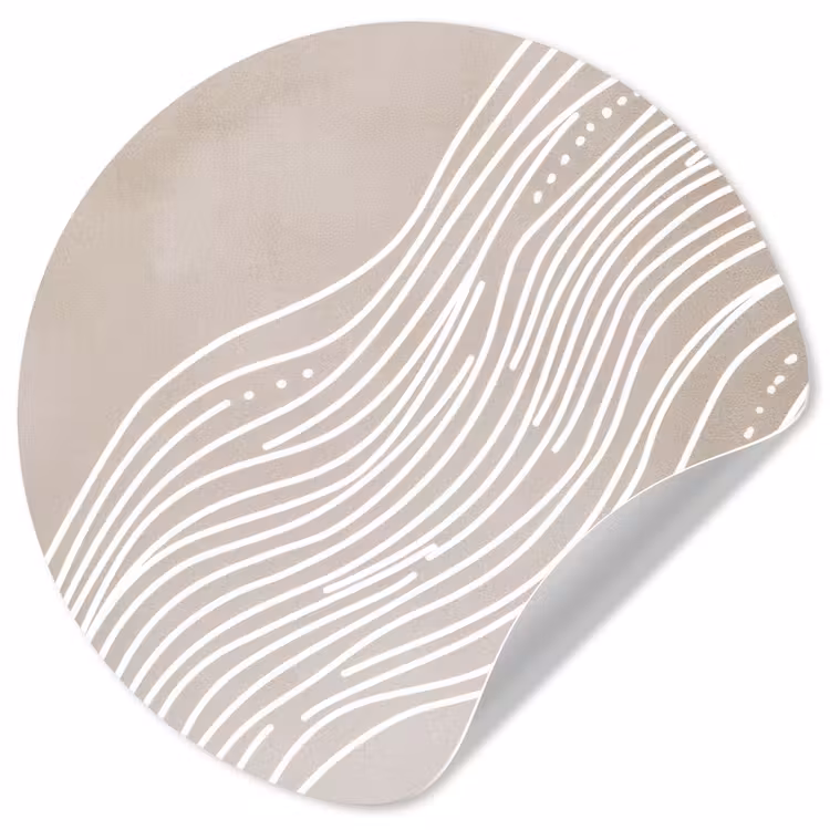 Golvende lijnen - Vloeiend - Zandkleurig Wandcirkel behangsticker klein -3d
