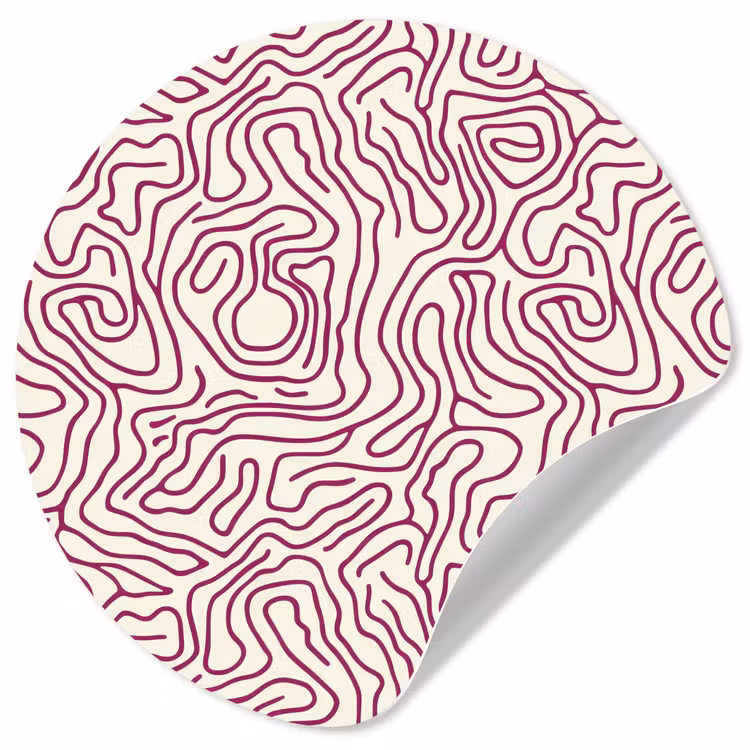 Kronkelende lijn - Magenta - Crème Wandcirkel behangsticker klein 186 -3d