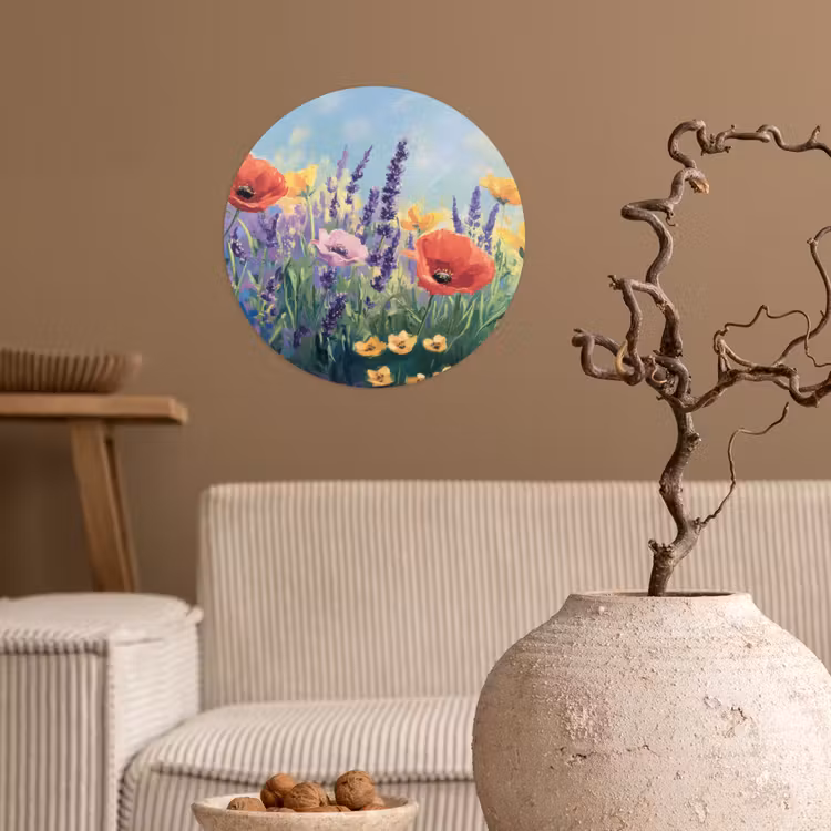 Weide - Bloemen - Kleurrijk Wandcirkel behangsticker klein -sfeer1