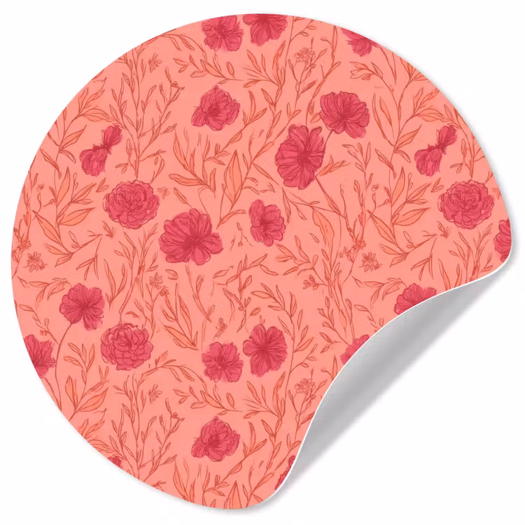 Weidebloemen - Romantisch - Roze Wandcirkel behangsticker klein 186 -3d