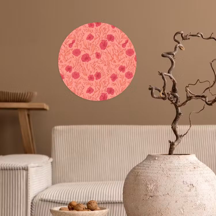Weidebloemen - Romantisch - Roze Wandcirkel behangsticker klein 186 -sfeer1