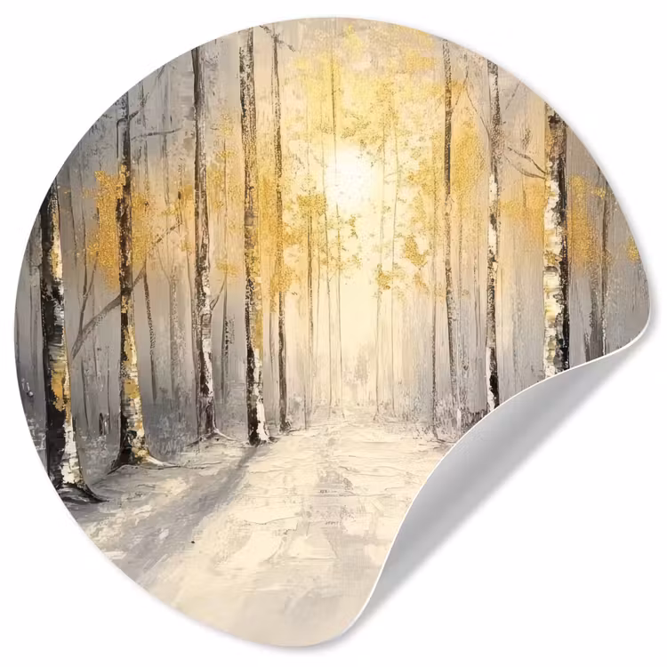 Winter - Abstract - Sneeuw - Natuur - Zon Wandcirkel behangsticker klein -3d