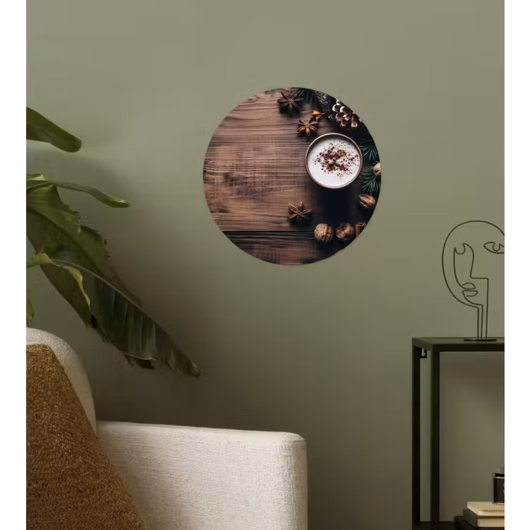 Winter - Houtlook - Stilleven Wandcirkel behangsticker klein -sfeer2