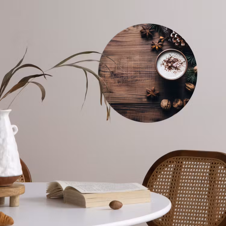 Winter - Houtlook - Stilleven Wandcirkel behangsticker klein -sfeer3