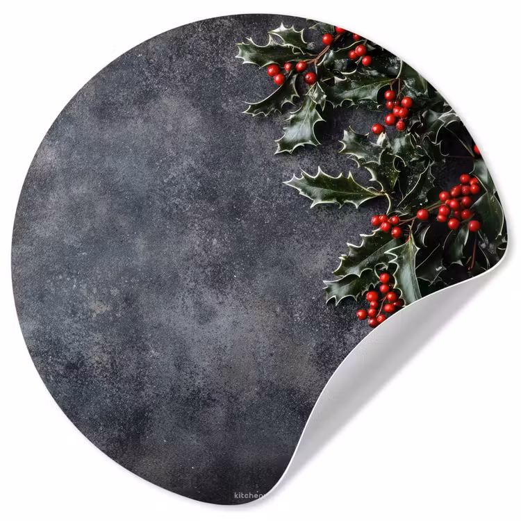Winter - Hulst - Kerst - Beton Wandcirkel behangsticker klein -3d