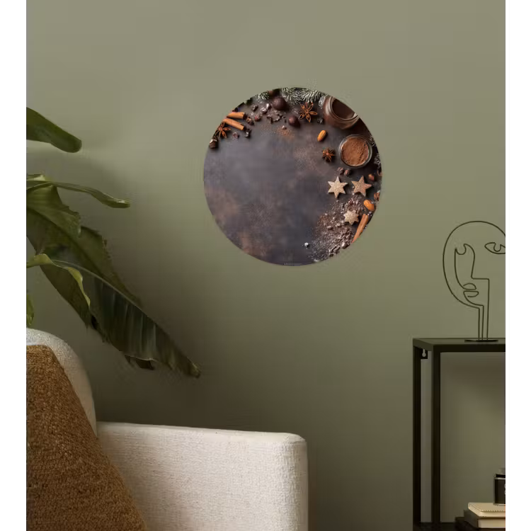 Winter - Kerst - Specerijen - Beton Wandcirkel behangsticker klein -sfeer2