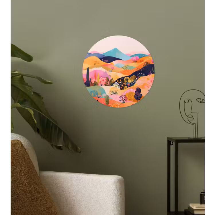 Golvende heuvels - Abstracte planten - Dromerig Wandcirkel behangsticker klein -sfeer2