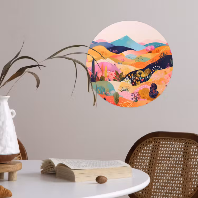 Golvende heuvels - Abstracte planten - Dromerig Wandcirkel behangsticker klein -sfeer3