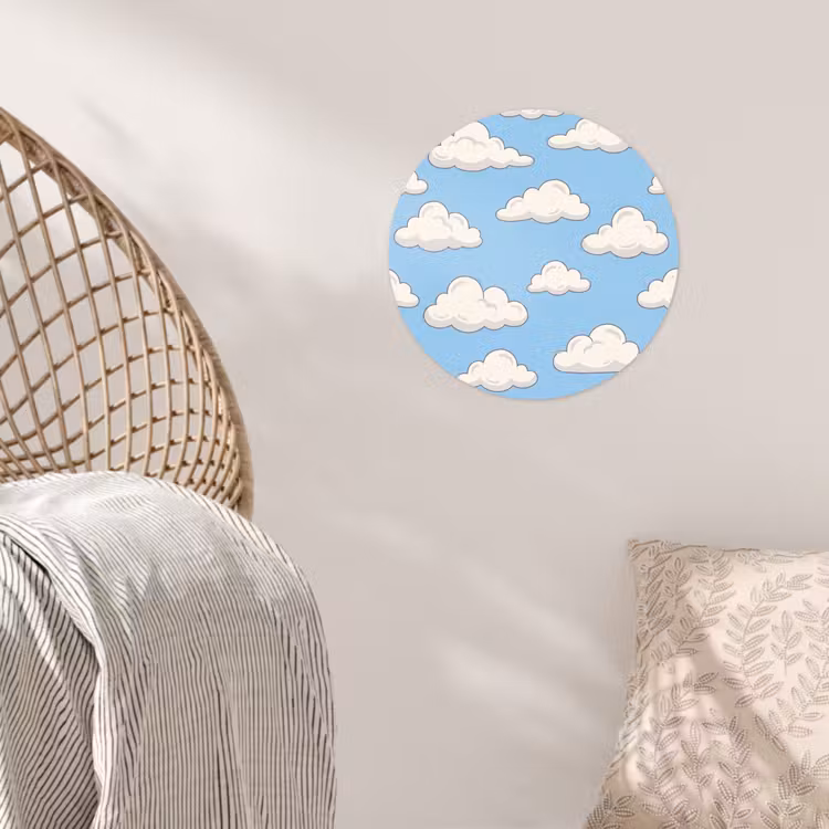 Wolk - Cartoon - Lucht - Blauw - Wit Wandcirkel behangsticker klein -sfeer4